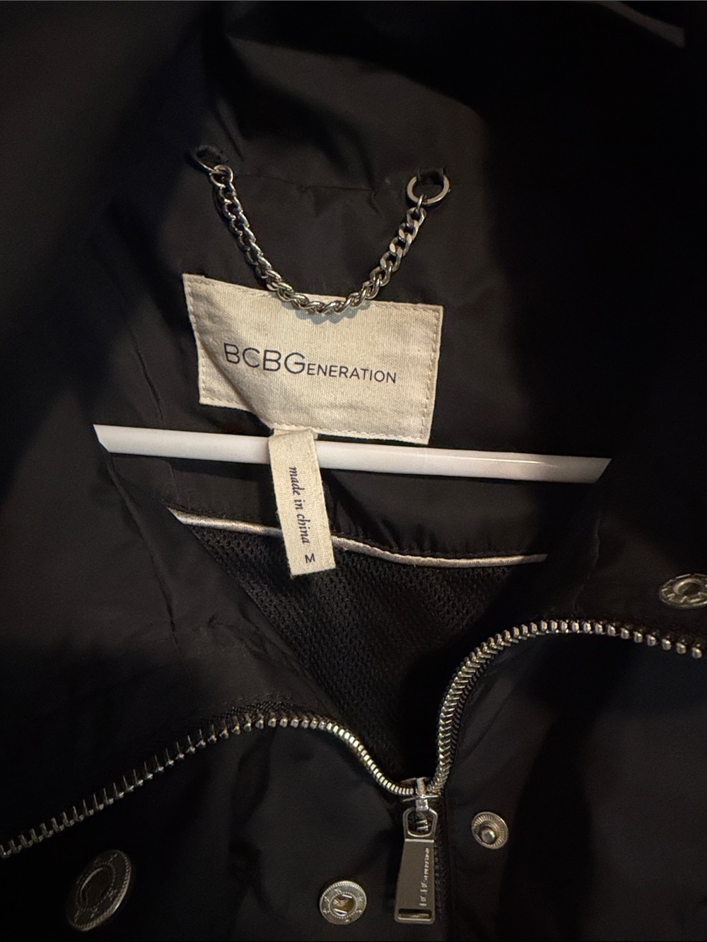 BCBGeneration Black Bomber Jacket with Silver Hardware